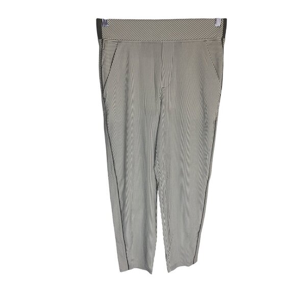 Athleta Brooklyn Ankle Pants Side Stripe Zipper Pocket Gray & White-sz 4P - Picture 3 of 10